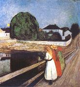 Edvard Munch Girls on a Bridge oil on canvas